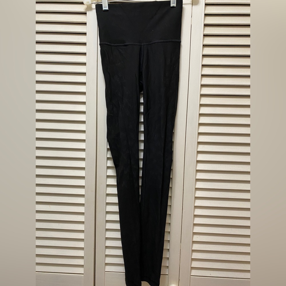 Black Lululemon animal, print leggings, size 2
